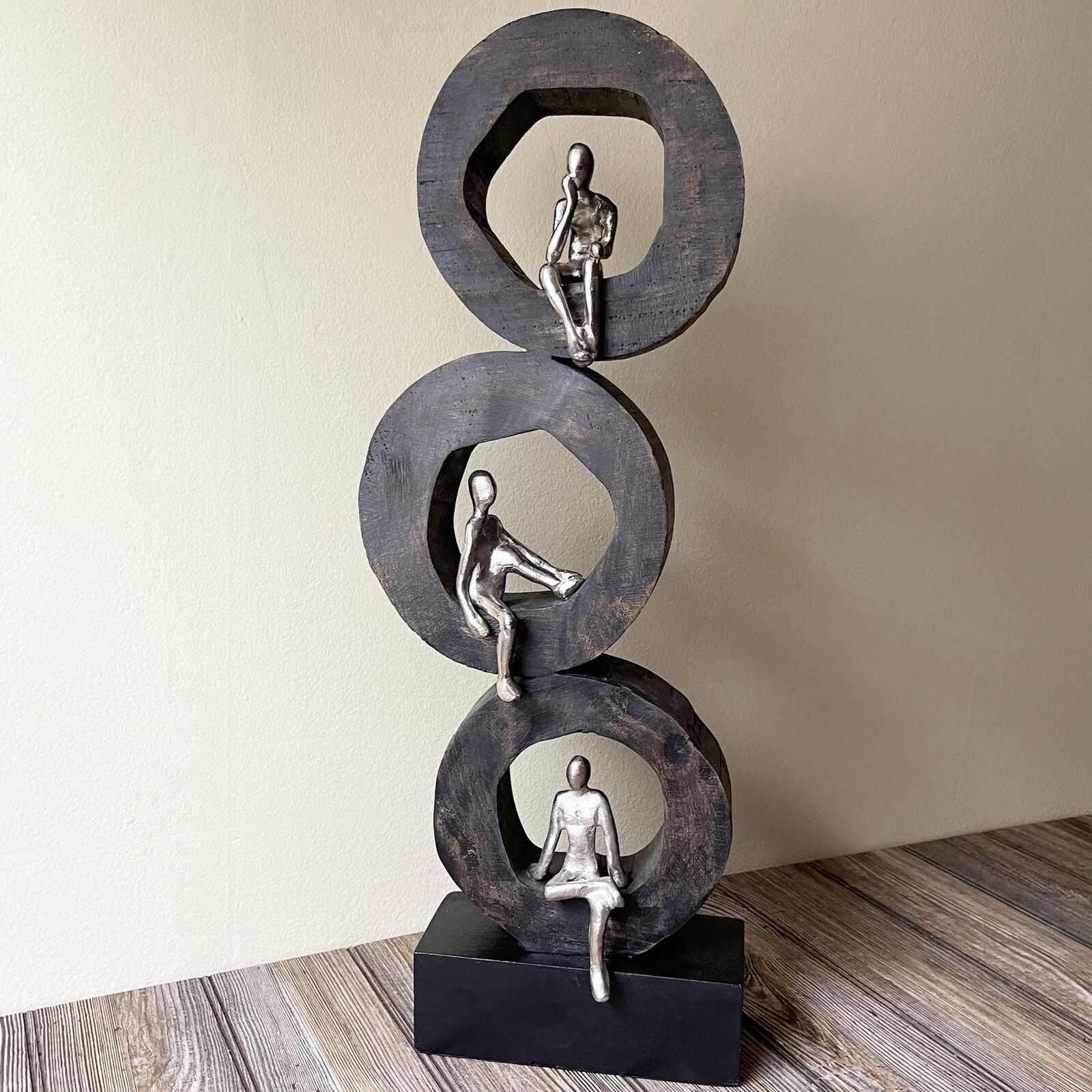 Handcrafted Three Men Sitting Sculpture