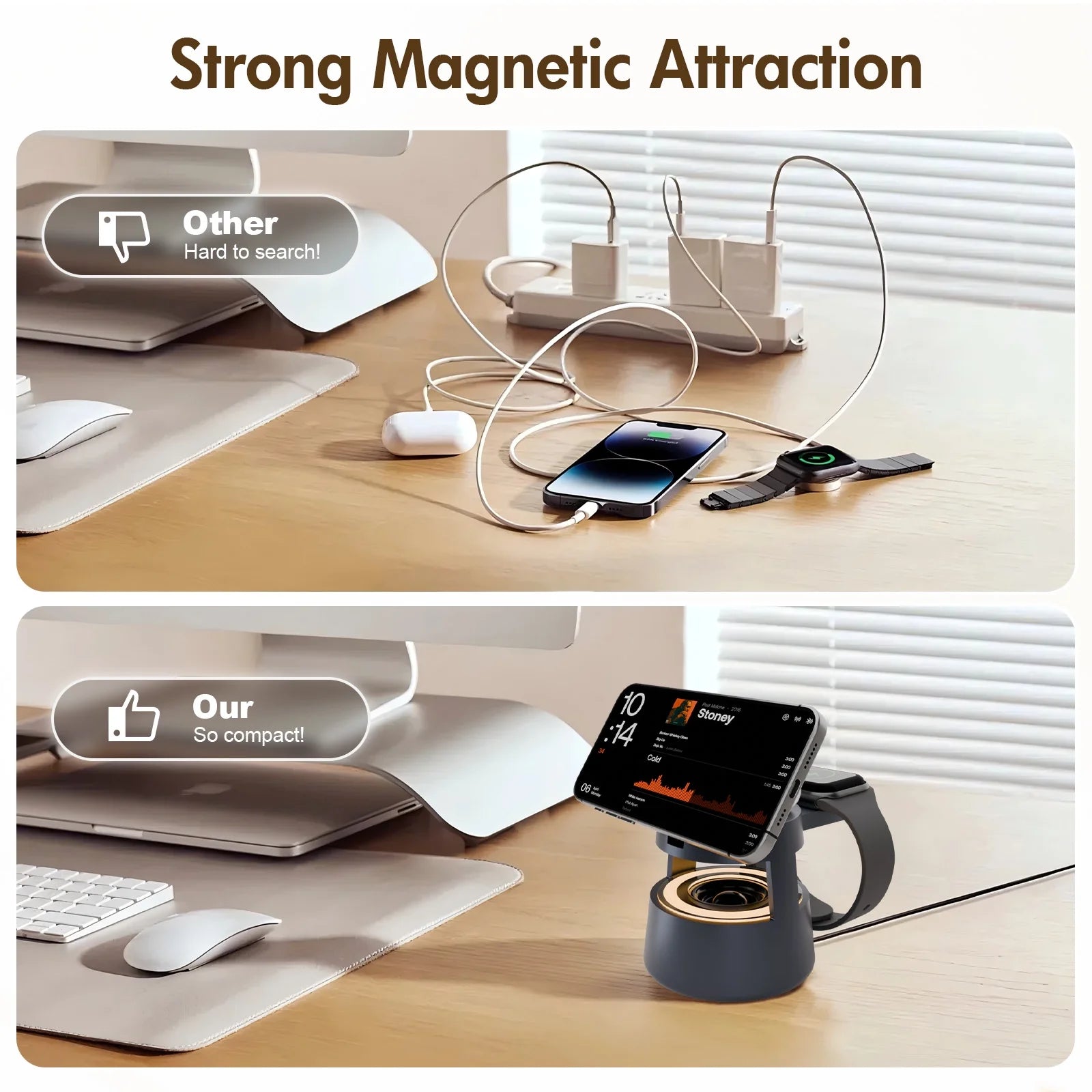 5-in-1 Wireless Charging Station with MagSafe & Mushroom Light