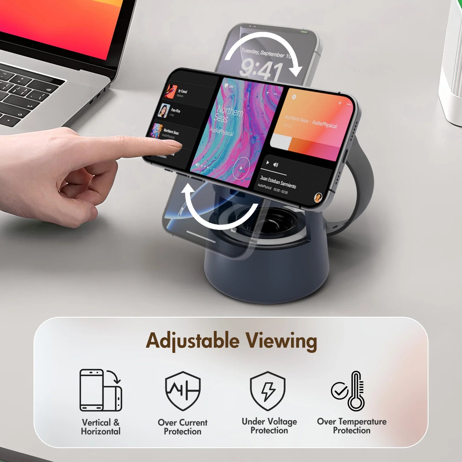 5-in-1 Wireless Charging Station with MagSafe & Mushroom Light