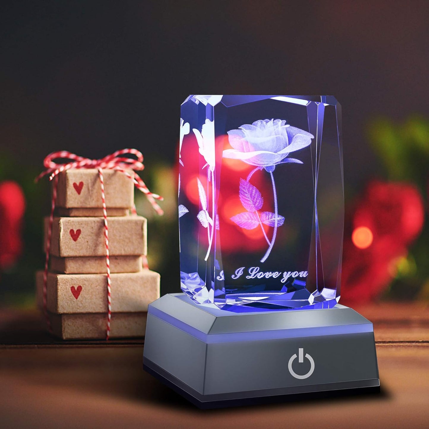 Multicolor 3D Rose Crystal Nightlight