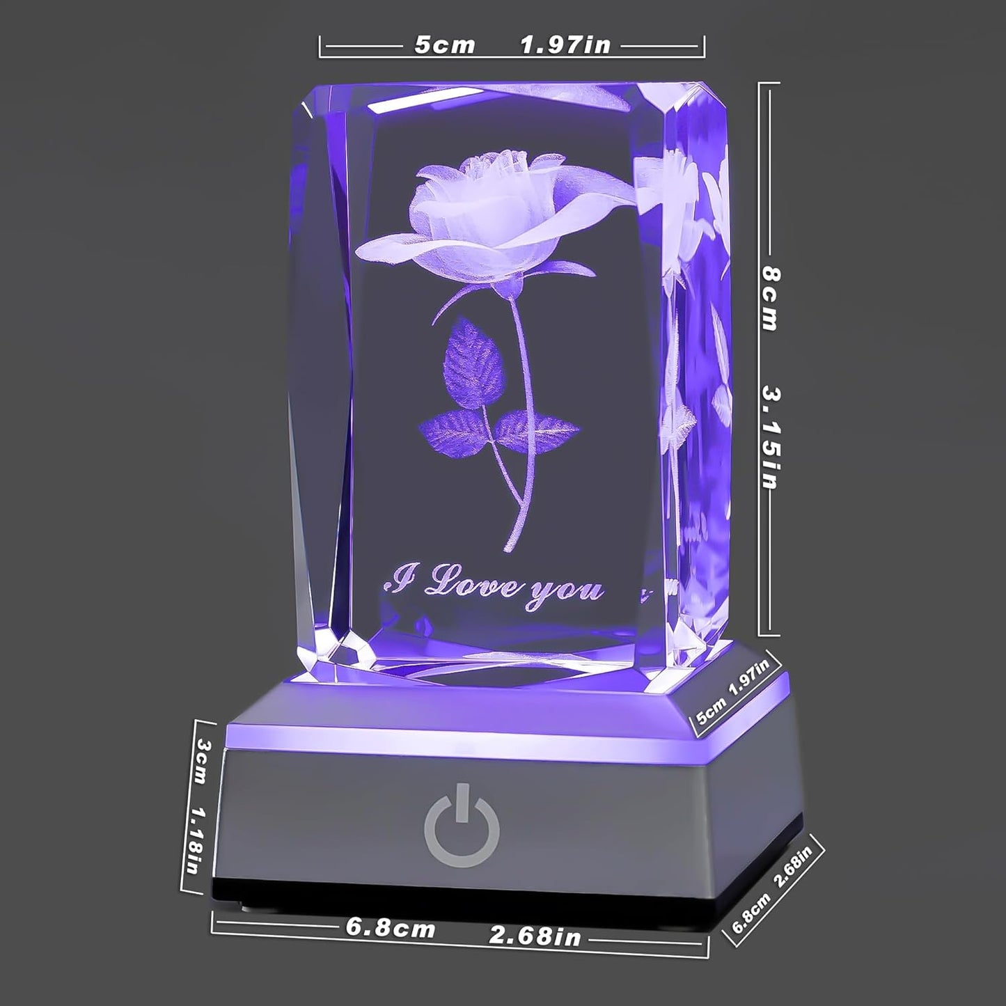 Multicolor 3D Rose Crystal Nightlight