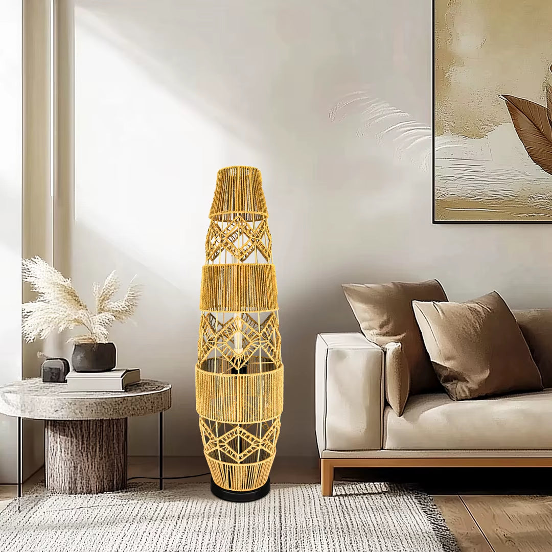 Boho Rattan Floor Lamp 