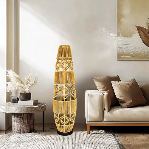 Boho Rattan Floor Lamp 