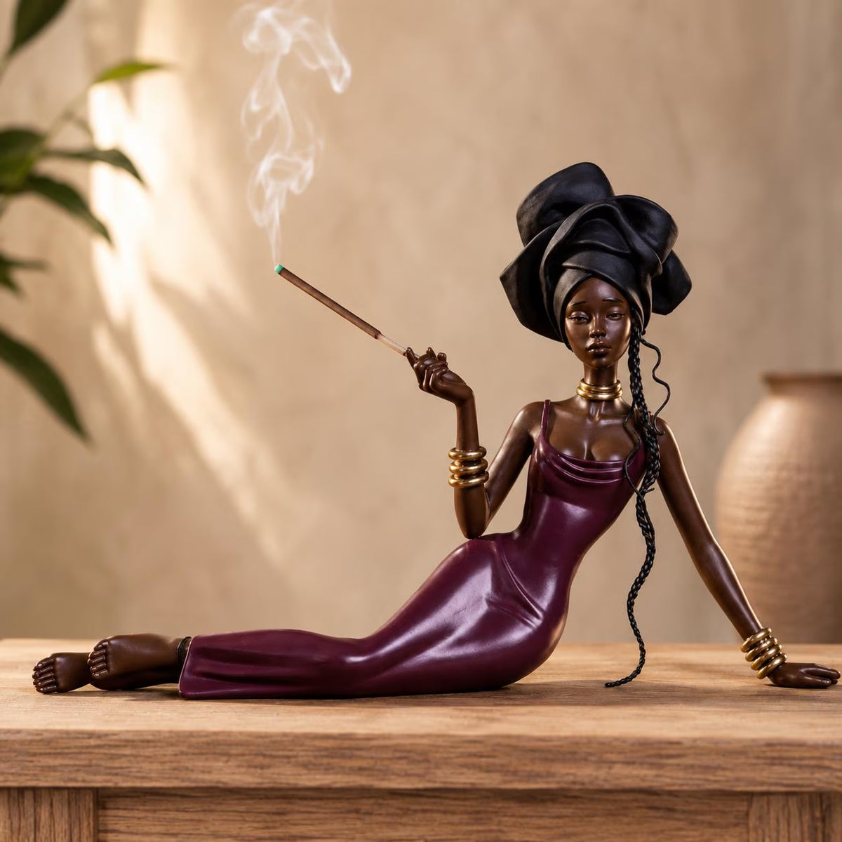 Woman Incense Holder, African Inspired Decor, Stick Incense Burner