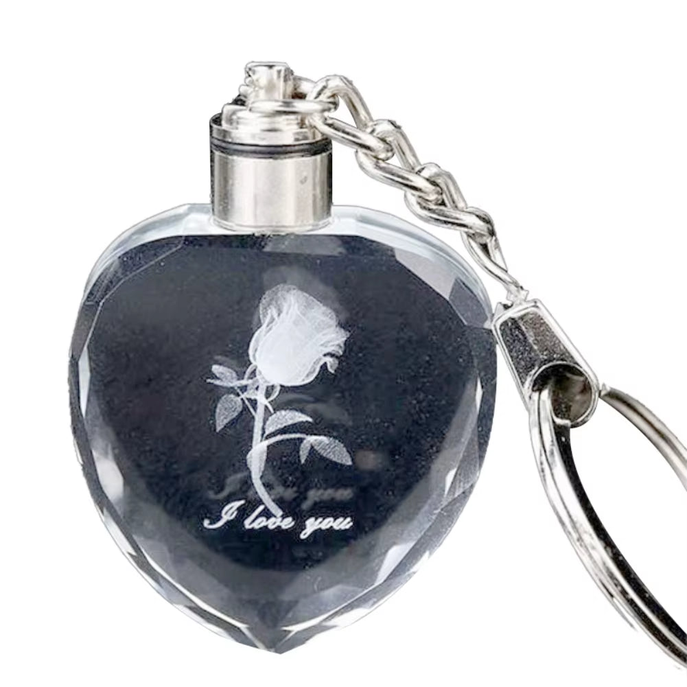 Crystal Rose Heart Keychain