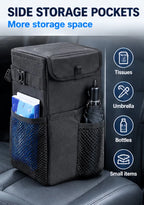 Waterproof Car Trash Can & Storage Bag - Portable Removable Vehicle Garbage Bin with Hanging Strap & Storage Pockets – Car Accessories & Road Trip Gift for Drivers
