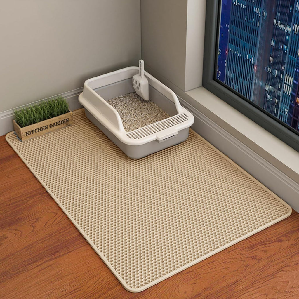 Double Layer Cat Litter Mat – Waterproof Honeycomb Anti-Tracking Litter Box Mat