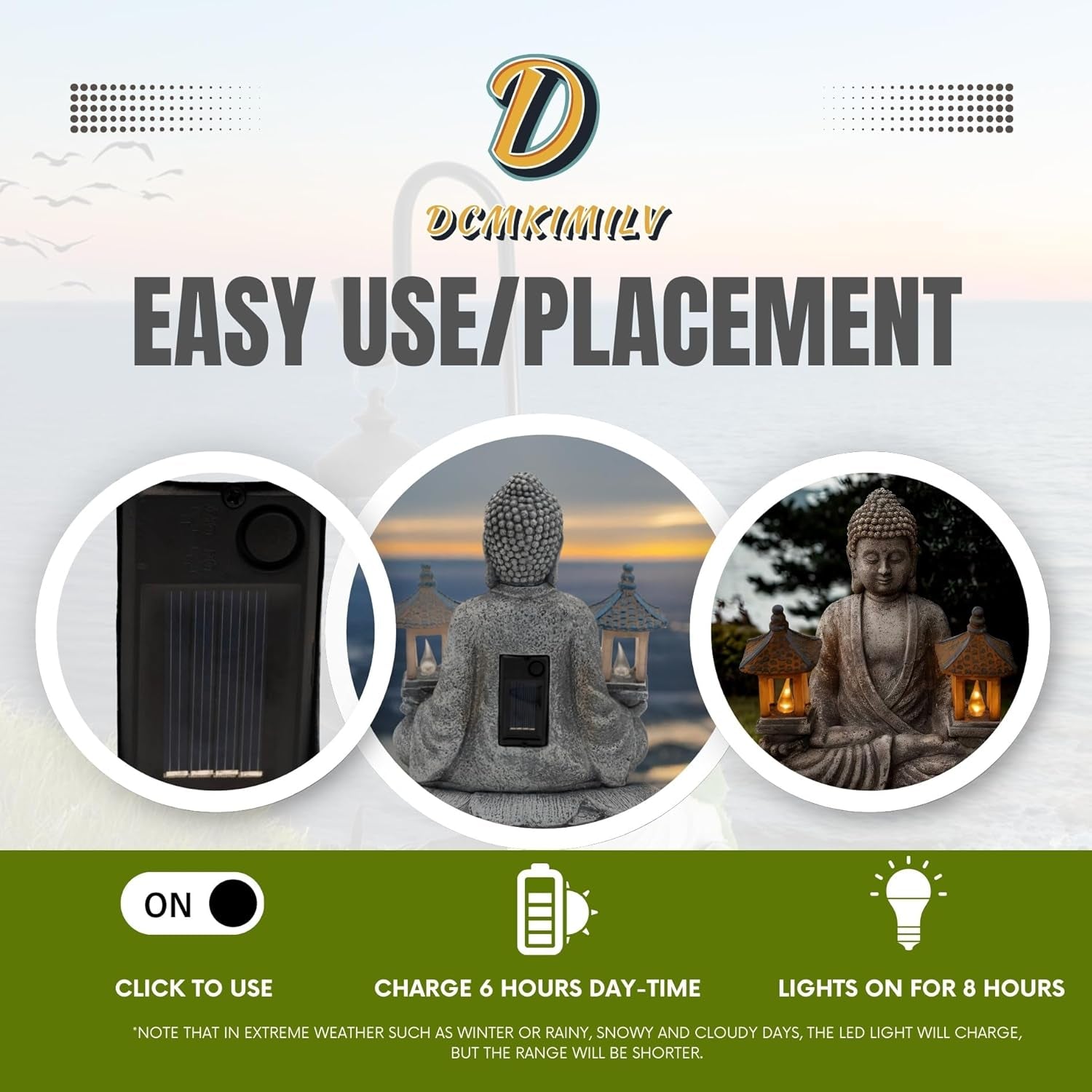 Buddha Outdoor Solar Figurine Decor Light