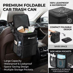 Waterproof Car Trash Can & Storage Bag - Portable Removable Vehicle Garbage Bin with Hanging Strap & Storage Pockets – Car Accessories & Road Trip Gift for Drivers