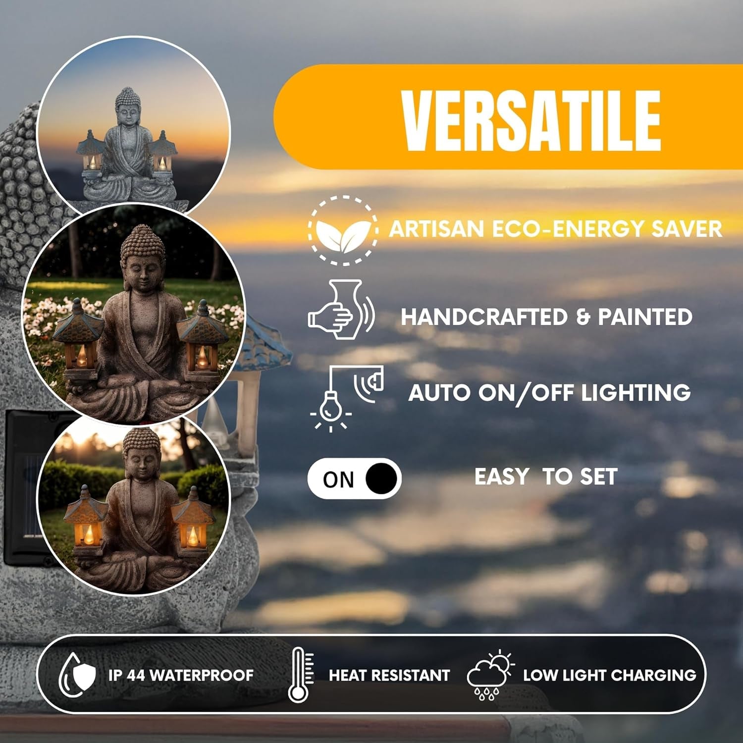 Buddha Outdoor Solar Figurine Decor Light