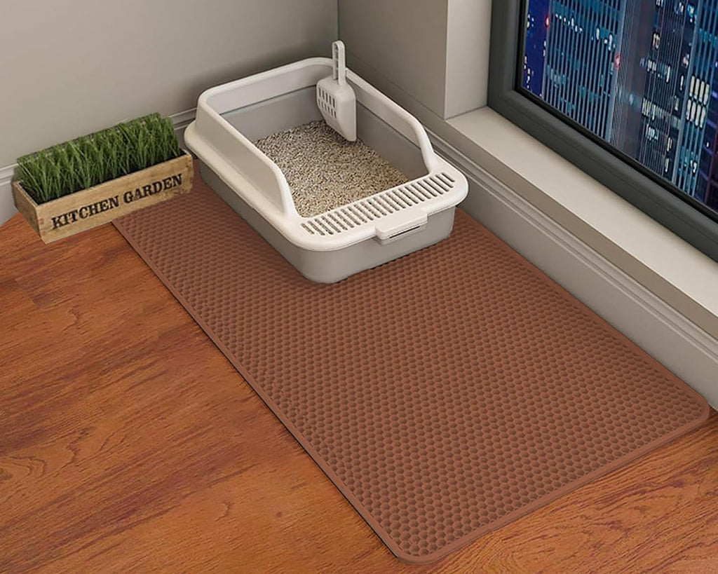 Double Layer Cat Litter Mat – Waterproof Honeycomb Anti-Tracking Litter Box Mat