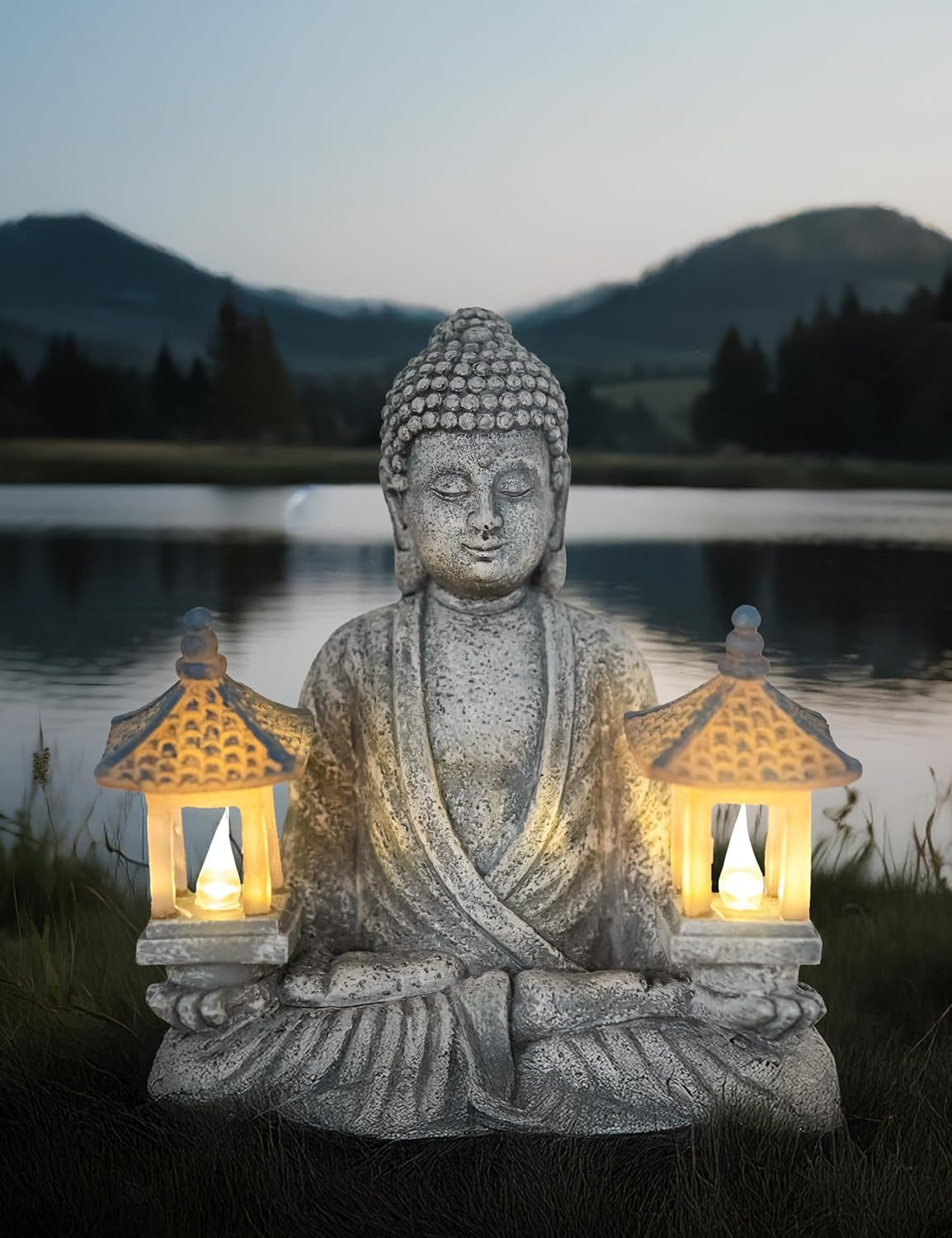 Buddha Outdoor Solar Figurine Decor Light