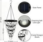 Hanging Solar Chandelier Light Outdoor Waterproof – LED Solar Pendant Light – Decorative Hanging Overhead Solar Lamp for Gazebo, Pergola, Patio, Porch & Garden