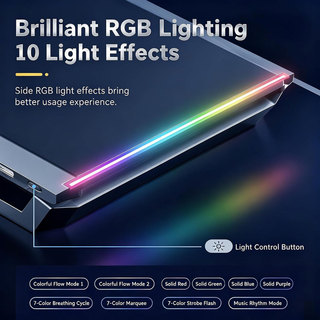 Adjustable RGB Monitor Stand – Ergonomic Desk Riser with Built-In USB Hub & Storage Drawer