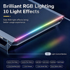 Adjustable RGB Monitor Stand – Ergonomic Desk Riser with Built-In USB Hub & Storage Drawer