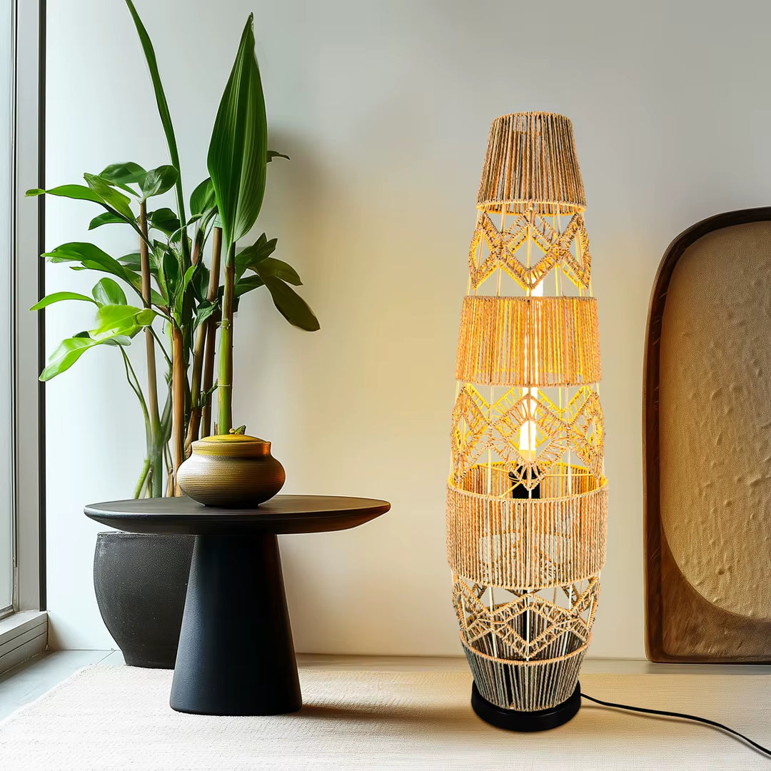 Boho Rattan Floor Lamp 