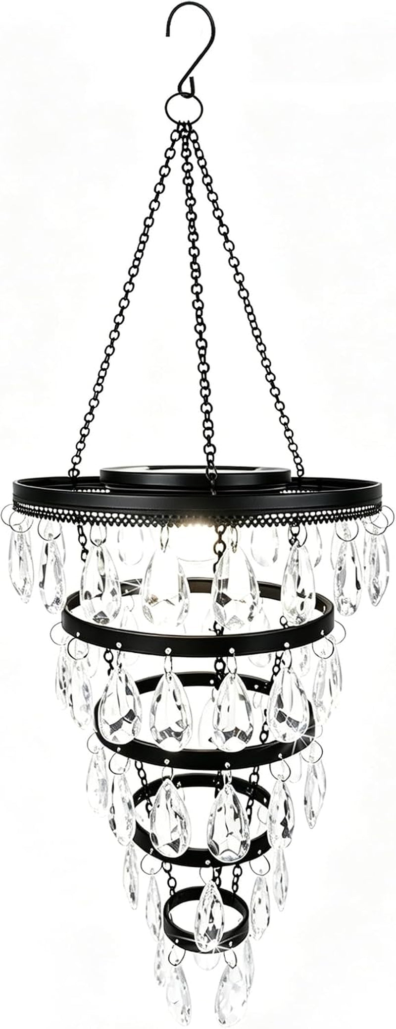 Hanging Solar Chandelier Light Outdoor Waterproof – LED Solar Pendant Light – Decorative Hanging Overhead Solar Lamp for Gazebo, Pergola, Patio, Porch & Garden