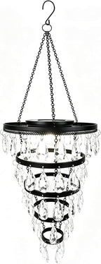 Hanging Solar Chandelier Light Outdoor Waterproof – LED Solar Pendant Light – Decorative Hanging Overhead Solar Lamp for Gazebo, Pergola, Patio, Porch & Garden