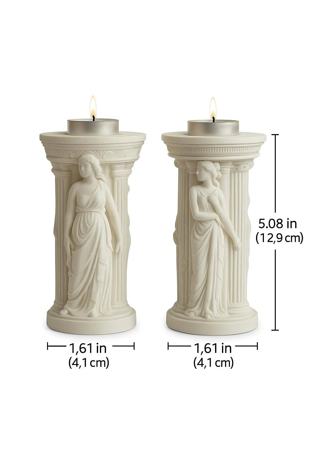 2-Piece Greek Goddess Candle Holder Set 