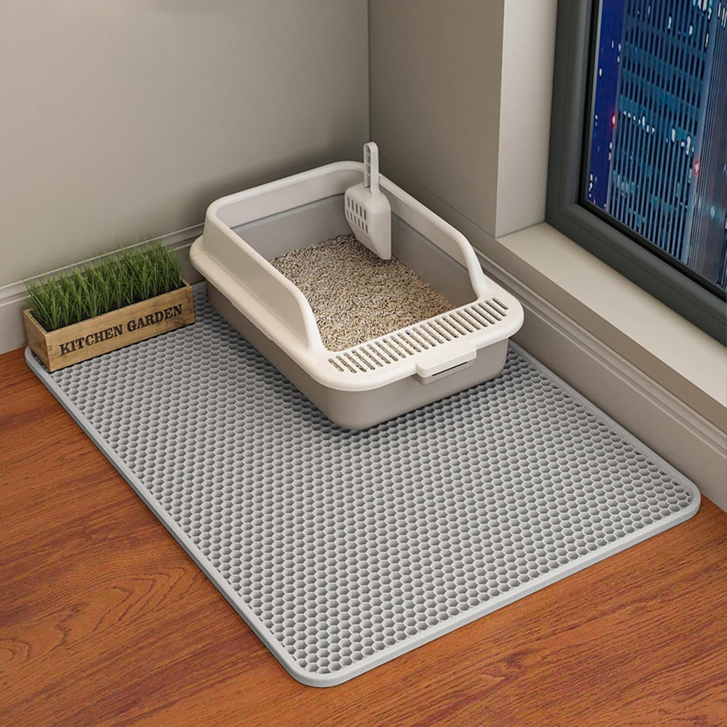 Double Layer Cat Litter Mat – Waterproof Honeycomb Anti-Tracking Litter Box Mat