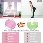 Fabric Long Resistance Bands Set of 10 with Handles & Door Anchor - Premium Non-Slip Fabric Exercise Bands for Full Body & Pull-Up Support