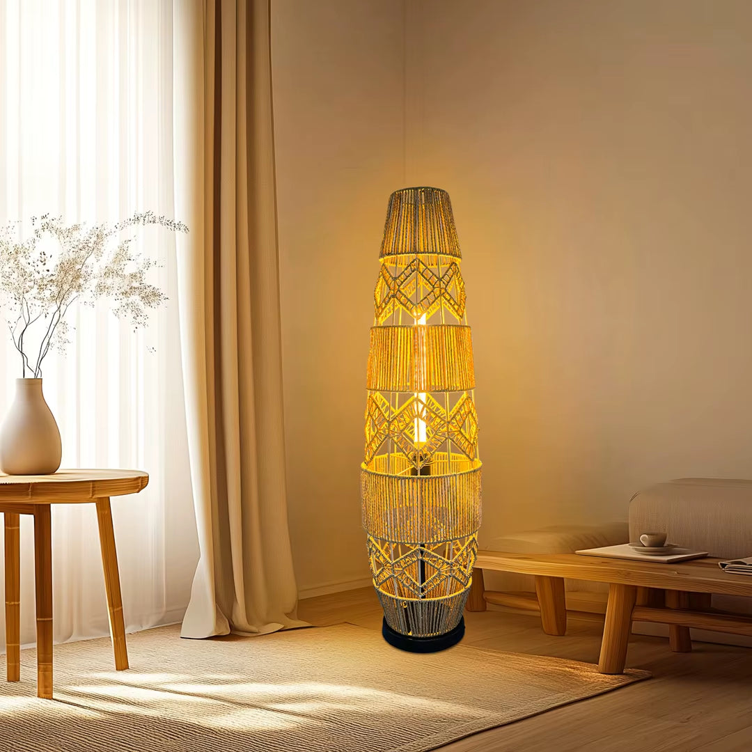 Boho Rattan Floor Lamp 