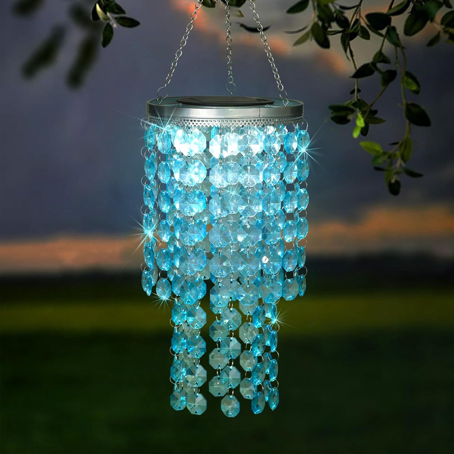 2-Tier Solar Beaded Chandelier