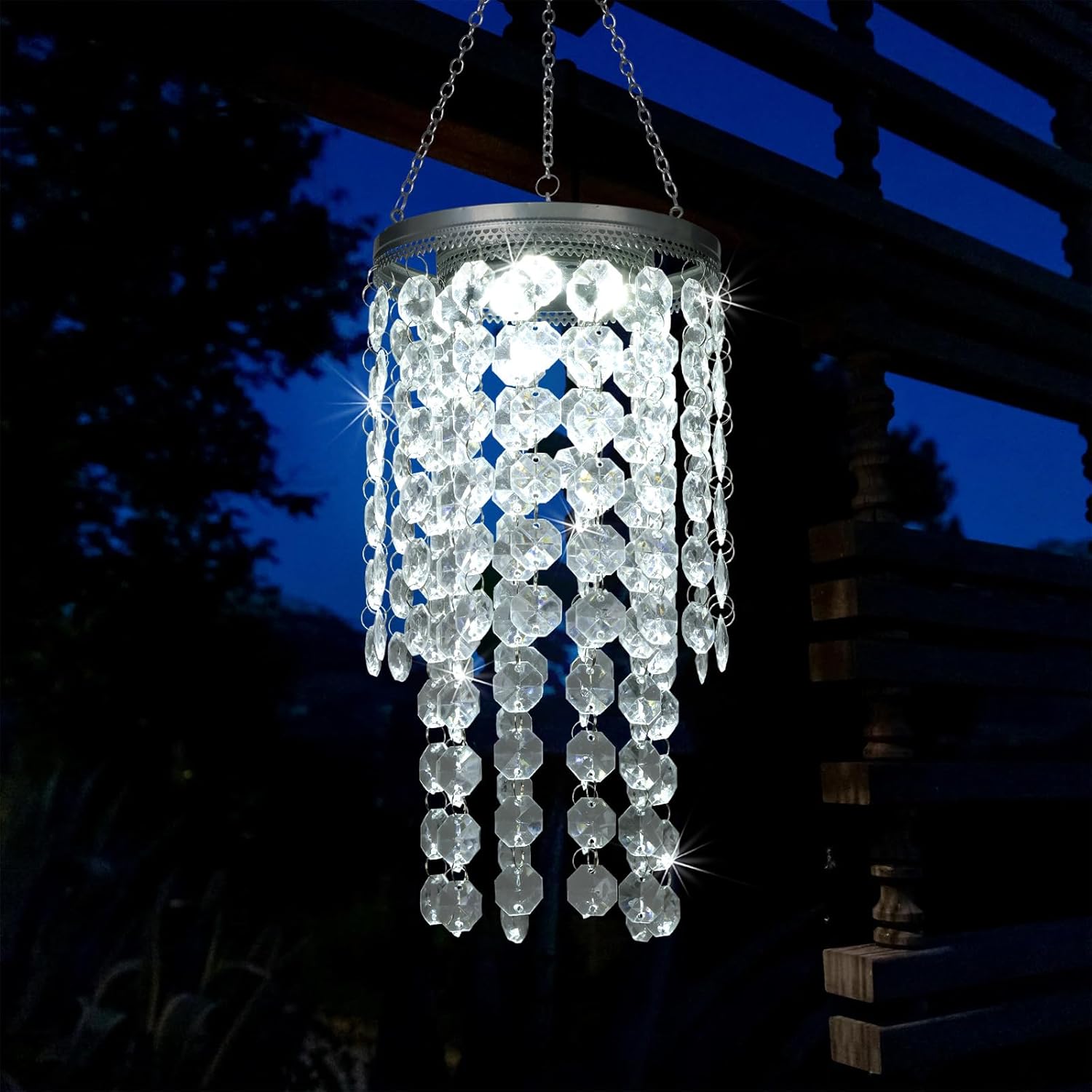 2-Tier Solar Beaded Chandelier