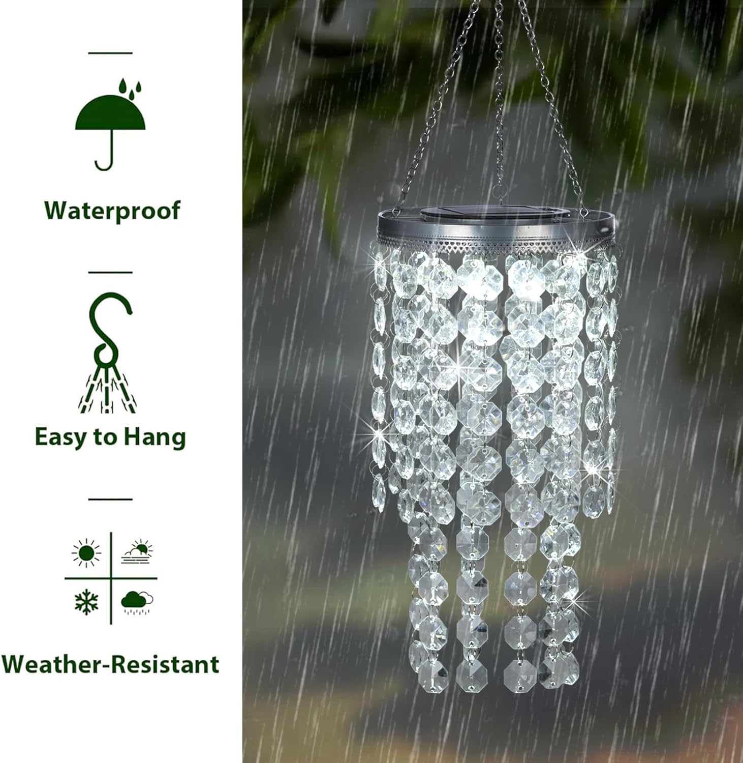 2-Tier Solar Beaded Chandelier