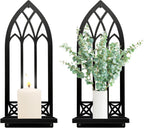Metal Gothic Wall Sconces Set of Two – Black Iron Gothic Candle Holder Set – Decorative Wall Mounted Pillar & Taper Candle Holder Sconces for Gothic Home Decor, Living Room & Bedroom