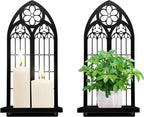 Metal Gothic Wall Sconces Set of Two – Black Iron Gothic Candle Holder Set – Decorative Wall Mounted Pillar & Taper Candle Holder Sconces for Gothic Home Decor, Living Room & Bedroom