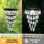 Hanging Solar Chandelier Light Outdoor Waterproof – LED Solar Pendant Light – Decorative Hanging Overhead Solar Lamp for Gazebo, Pergola, Patio, Porch & Garden