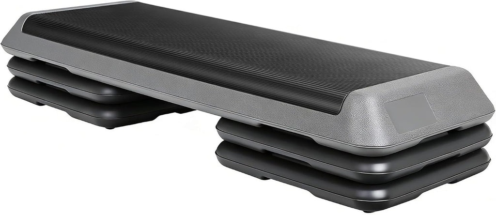 43'' Exercise Aerobic Step Platform, Adjustable Fitness Stepper with 4 Stackable Risers, Aerobics Stepper Workout Stepper for Home Gym Cardio Strength & Training