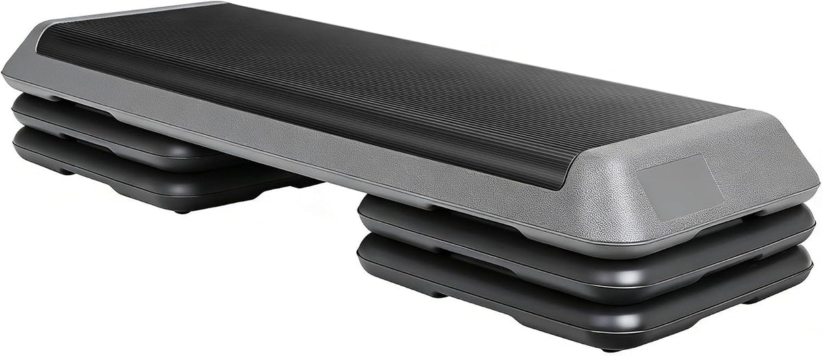 43'' Exercise Aerobic Step Platform, Adjustable Fitness Stepper with 4 Stackable Risers, Aerobics Stepper Workout Stepper for Home Gym Cardio Strength & Training