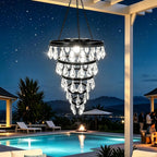 Hanging Solar Chandelier Light Outdoor Waterproof – LED Solar Pendant Light – Decorative Hanging Overhead Solar Lamp for Gazebo, Pergola, Patio, Porch & Garden