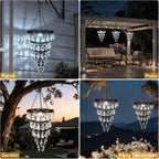 Hanging Solar Chandelier Light Outdoor Waterproof – LED Solar Pendant Light – Decorative Hanging Overhead Solar Lamp for Gazebo, Pergola, Patio, Porch & Garden