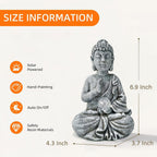 Sitting Meditating Buddha Statue with Solar Light - Weatherproof Outdoor Zen Garden Decor Sculpture - Peaceful Figurine for Patio, Yard, Balcony & Housewarming Gift