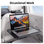 Foldable Car Back Seat Tray Table – Laptop Desk & Vehicle Headrest Bracket Workstation with Cup Holder & Magnetic Phone Mount – Portable Passenger Dining, Writing & Working Car Desk