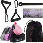 Fabric Long Resistance Bands Set of 10 with Handles & Door Anchor - Premium Non-Slip Fabric Exercise Bands for Full Body & Pull-Up Support
