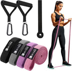 Fabric Long Resistance Bands Set of 10 with Handles & Door Anchor - Premium Non-Slip Fabric Exercise Bands for Full Body & Pull-Up Support
