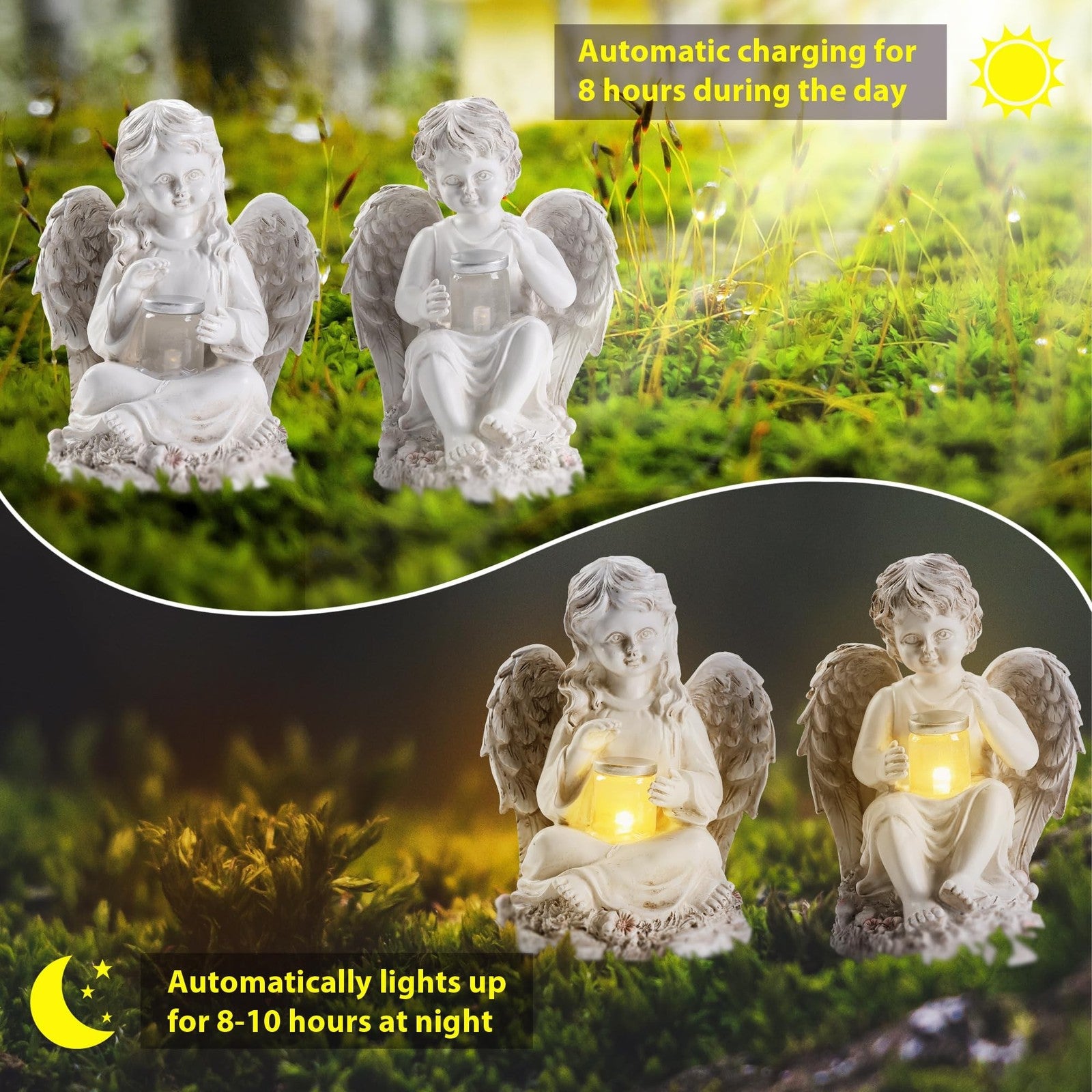 Outdoor Angel Statue Garden Decor, 2 Pack