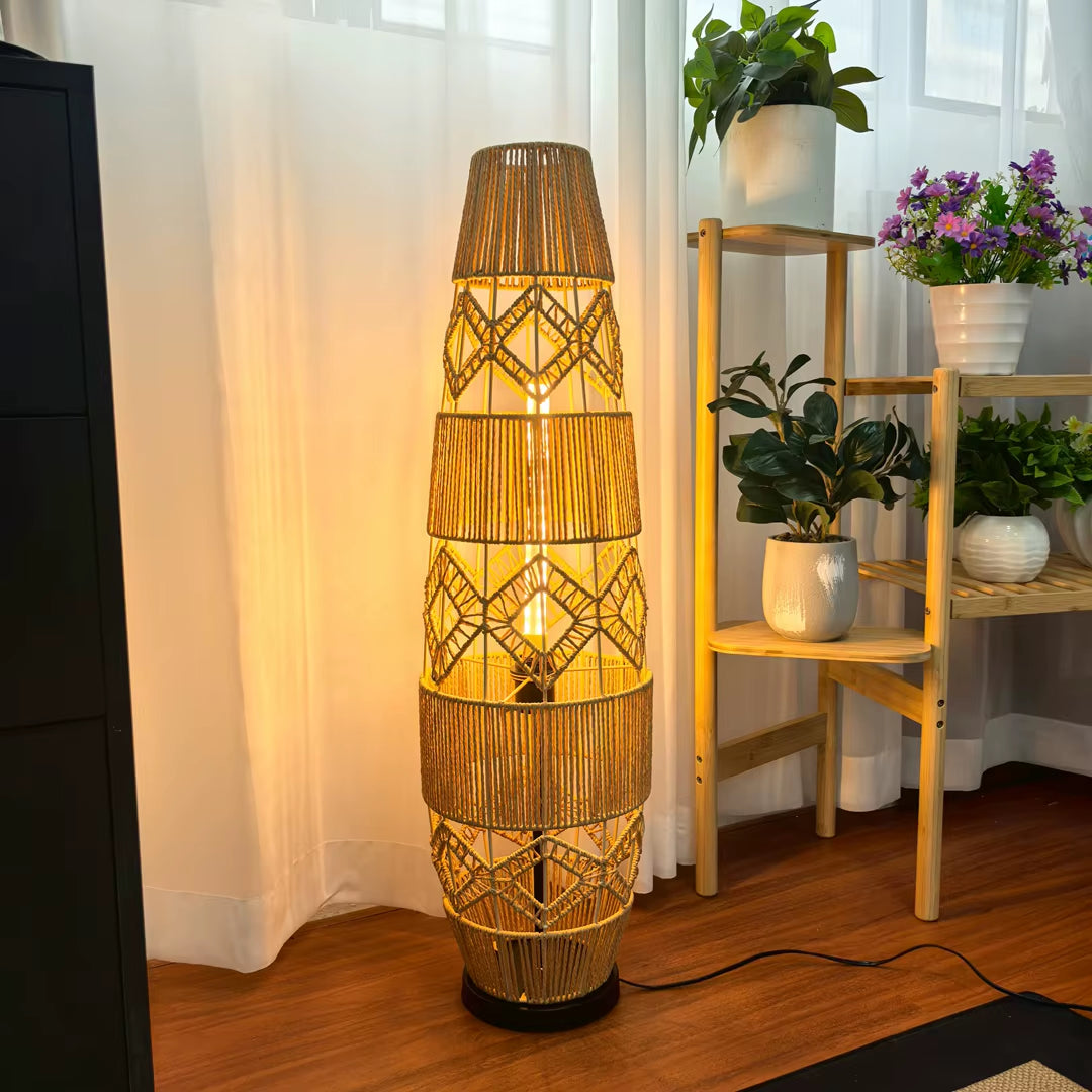 Boho Rattan Floor Lamp 