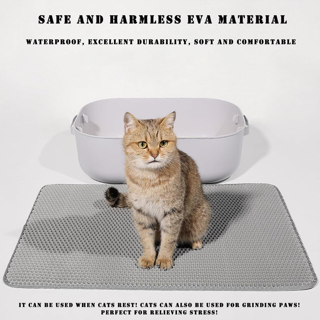 Double Layer Cat Litter Mat – Waterproof Honeycomb Anti-Tracking Litter Box Mat
