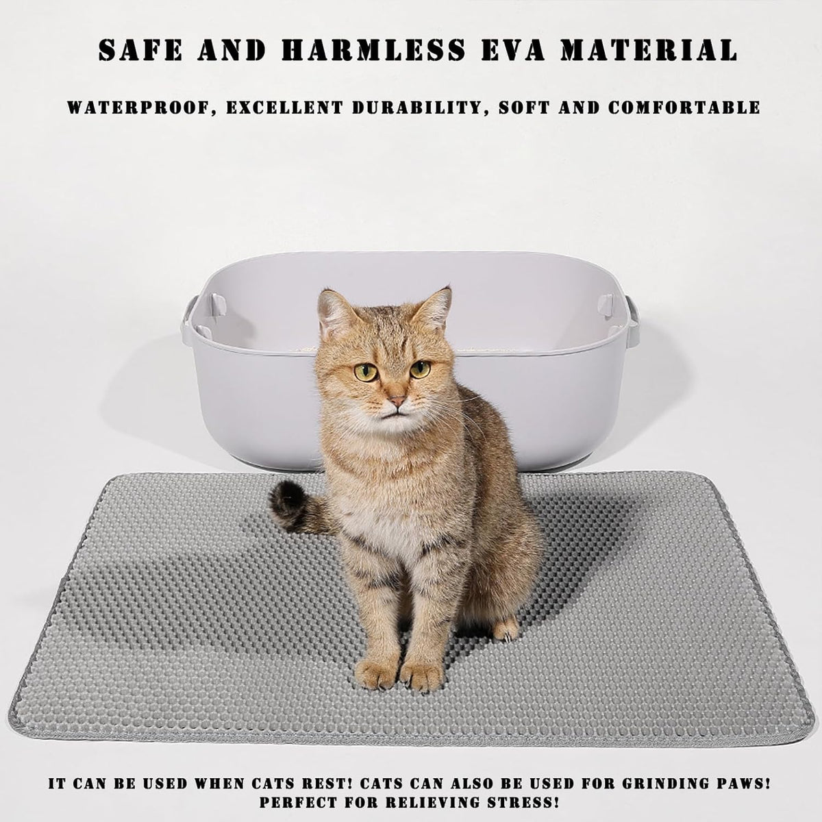 Double Layer Cat Litter Mat – Waterproof Honeycomb Anti-Tracking Litter Box Mat