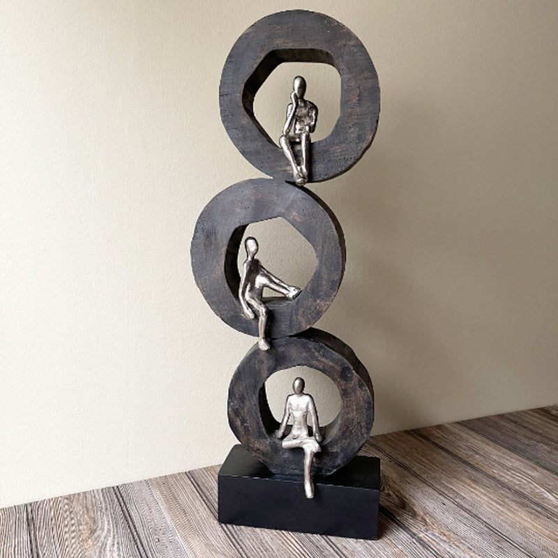 Handcrafted Three Men Sitting Sculpture