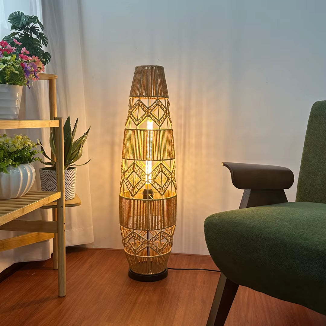 Boho Rattan Floor Lamp 