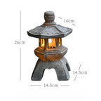 Solar Powered Oriental Stone Pagoda Lantern Light – Zen Palace Sculpture Garden Statue – Weatherproof Outdoor Resin Tower Lamp Ornament for Patio, Lawn, Pathway & Yard