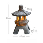 Solar Powered Oriental Stone Pagoda Lantern Light – Zen Palace Sculpture Garden Statue – Weatherproof Outdoor Resin Tower Lamp Ornament for Patio, Lawn, Pathway & Yard
