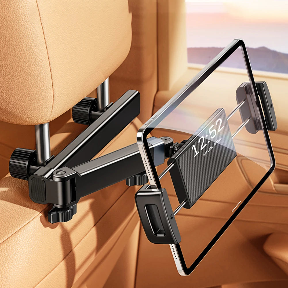 Stretchable Arm Car Headrest Tablet Mount – Rear Seat Back Phone & Tablet Holder for iPad & Samsung 