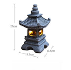 Solar Powered Oriental Stone Pagoda Lantern Light – Zen Palace Sculpture Garden Statue – Weatherproof Outdoor Resin Tower Lamp Ornament for Patio, Lawn, Pathway & Yard
